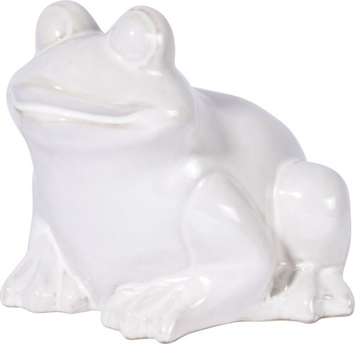 DOBAR Gartenfigur, BxHxL: 21 cm x 17 cm x 22 cm, Keramik, Frosch - weiss