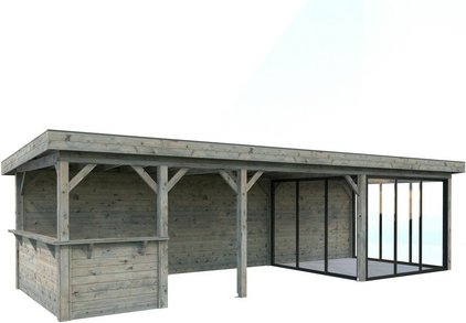 PALMAKO Pavillon »Lenna«, Aufstellmaße BxTxH: 916 x 340 x 245 cm, tauchgrundiert, Holz - grau