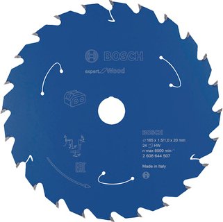 BOSCH Kreissägeblatt für Akkusägen Expert for Wood, 165 x 1,5/1 x 20, 24 Zähne