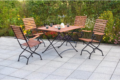 MERXX Gartenmöbelset »Schlossgarten«, 4 Sitzplätze, Eukalyptusholz - schwarz