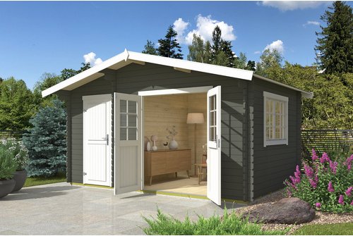 LASITA MAJA Gartenhaus »Keila«, BxHxT: 475,9 x 256,5 x 350 cm (Außenmaß inkl. Dachüberstand), grüngrau - gruen