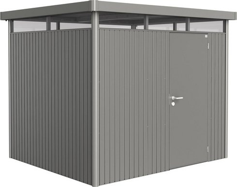 BIOHORT Gerätehaus »HighLine«, Stahl, BxHxT: 275 x 222 x 235 cm (Außenmaße inkl. Dachüberstand) - grau