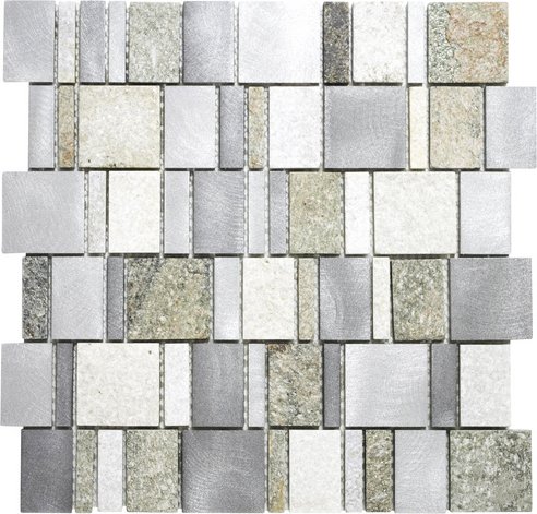 HuH Mosaik Mosaikfliese »Urban-Mix«, BxL: 29,8 x 29,6 cm, Wandbelag - silberfarben