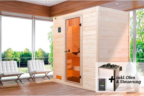 WEKA Massivholzsauna »VALIDA«, BxHxT: 189 x 203,5 x 139 cm, inkl. 4,5 kW Saunaofen - braun