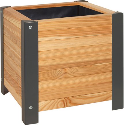 Thumbnail - Wilk Pflanzkübel, 40 x 41 x 40 cm, Lärchenholz, Metallbeschläge pulverbeschichtet - braun