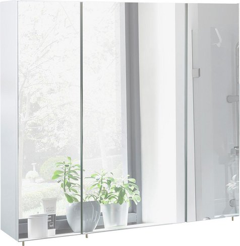 SCHILDMEYER Spiegelschrank »Basic«, BxHxT: 80 x x 16 cm, 3-türig, weiß - weiss
