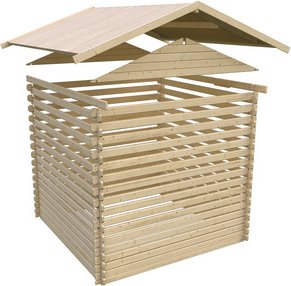 KARIBU Gartenhaus »Lagor 1«, Holz, BxHxT: 417 x 257 x 327 cm (Außenmaße inkl. Dachüberstand) - beige