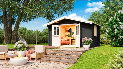 Mr. GARDENER Gartenhaus »Donau«, Holz, BxHxT: 424,3 x 245 x 348 cm (Außenmaße) - grau