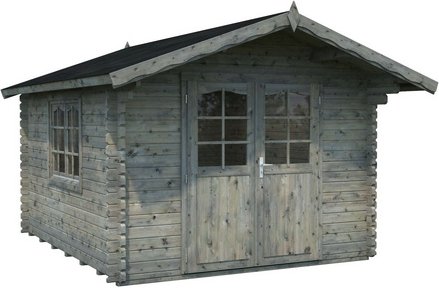 PALMAKO Blockbohlenhaus »Sally«, Holz, BxHxT: 362 x 263 x 360 cm (Außenmaße inkl. Dachüberstand) - grau