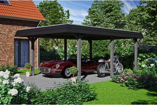 Thumbnail - SKANHOLZ Carport »Wendland«, BxT: 409 x 628 cm, Firsthöhe: 247 cm, farbbehandelt - grau