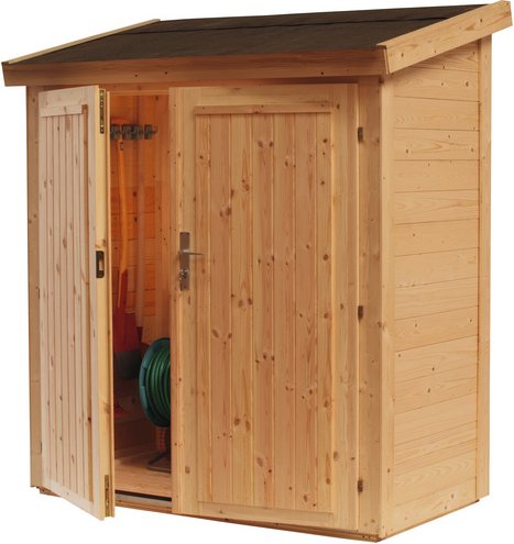 WOLFF FINNHAUS Gartenhaus »Premium«, Holz, BxHxT: 191,8 x 178 x 84 cm (Außenmaße inkl. Dachüberstand) - beige