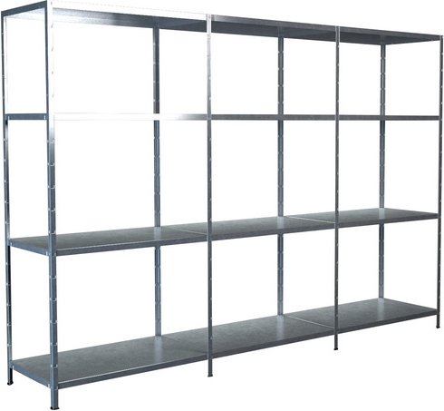 SCHULTE REGALWELT Grundregal mit 2 Anbauregalen, HxBxT 180 x 260 x 35 cm, 340 kg Traglast (max.), 12 Böden - silberfarbe...