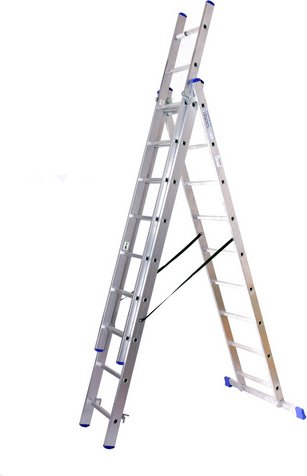 SZAGATO Schiebeleiter, 9 Stufen, max. Belastung: 150 kg - silberfarben