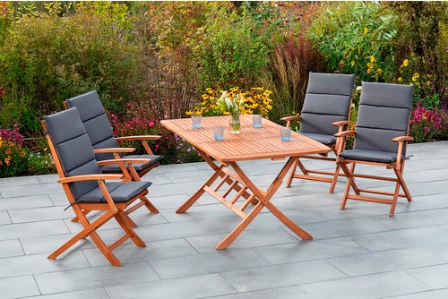 Thumbnail - MERXX Gartenmöbelset »Rio«, 4 Sitzplätze, Eukalyptusholz, inkl. Auflagen - beige