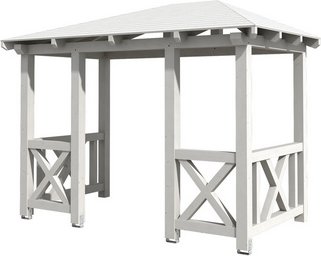 SKANHOLZ Vordach »Wismar 7«, 351 x 187 cm (BxT), nordische Fichte, weiß - weiss