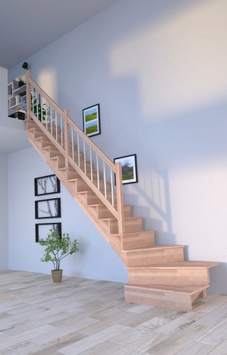 STARWOOD Systemtreppe »Lindos«, Buchenholz, 13 Stufen, max. Geschosshöhe 300 cm - braun