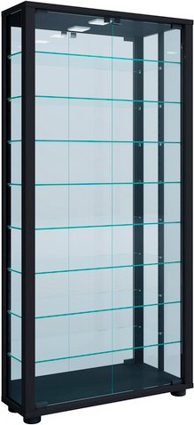 VCM Vitrine »Vitrosa«, mit LED-Beleuchtung, BxH: 59 x 114,8 cm, Holzwerkstoff/Glas - schwarz