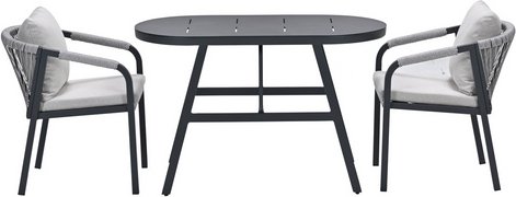 GARDEN IMPRESSIONS Balkonset, 3-teilig, Aluminium, anthrazit/sand/dunkelgrau - schwarz