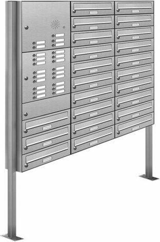 AL BRIEFKASTENSYSTEME Briefkasten, Parteien: 23, Freistehend, BxHxT: 153,415 x 170,0 x 27,5 cm - silberfarben