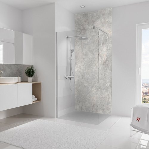 SCHULTE Duschrückwand »DecoDesign«, BxH: 100 x 255 cm, Aluminium/Polyethylen - grau