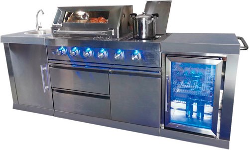 BUSCHBECK Outdoor-Küche, Grillfläche: 70 x 45 cm, mit Unterschrank - silberfarben