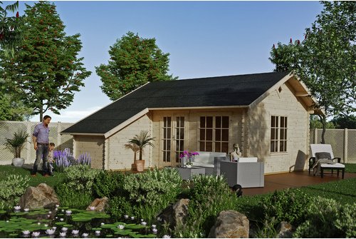 SKANHOLZ Gartenhaus »Esbjerg 3«, Holz, BxHxT: 660 x 339 x 720 cm (Außenmaße inkl. Dachüberstand) - beige