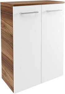 FACKELMANN Badmöbel »Verona«, Doppelmidischrank m.Innenschub 2 Türen, Nussbaum-weiss, 602 x 826 x 320 mm