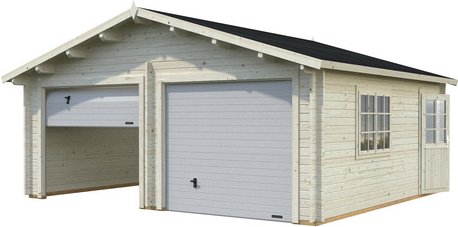 Thumbnail - PALMAKO Blockbohlen-Garage, BxT: 575 x 510 cm (Außenmaße), Holz - grau