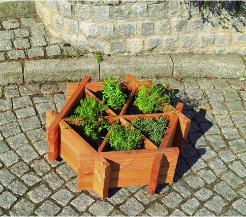 Thumbnail - PROMADINO Kräuterbeet, BxH: 76 x 27 cm, honigbraun, Holz/Kunststoff