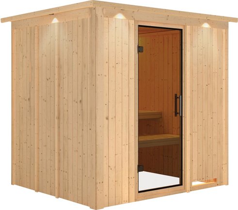 KARIBU Sauna »Rakvere«, für 3 Personen, ohne Ofen - beige