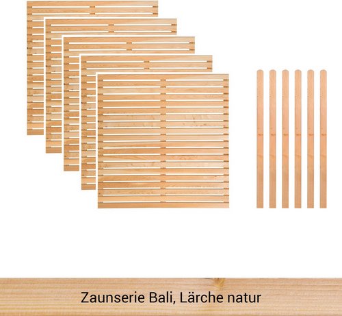 Mr. GARDENER Zaunset »Bali«, 11er Set: 5 Grundelemente, 6 Pfosten, Lärche, naturbelassen - beige