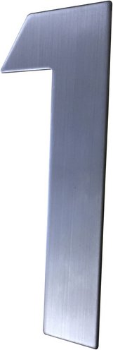 ALPERTEC Hausnummer, 1, Silber, Edelstahl, 11,7 x 17 x 1,8 cm - silberfarben