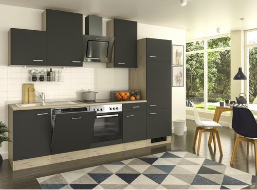 Flex-Well Küchenzeile »Morena«, mit E-Geräten, Gesamtbreite: 280 cm - grau