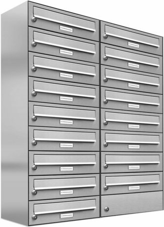 AL BRIEFKASTENSYSTEME Briefkasten, Parteien: 17, BxHxT: 76,6 x 103,5 x 27,5 cm - silberfarben