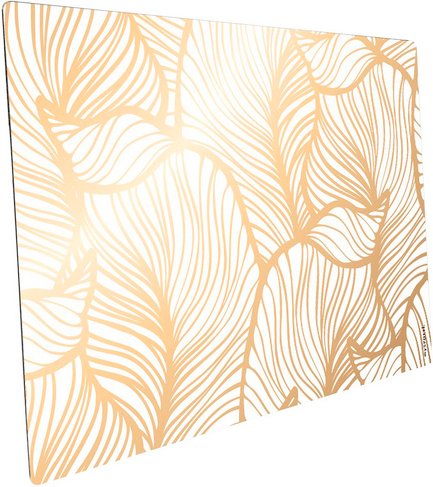 mySPOTTI Mini-Spritzschutz »Leaves White +«, Aluverbund, Blätter - goldfarben