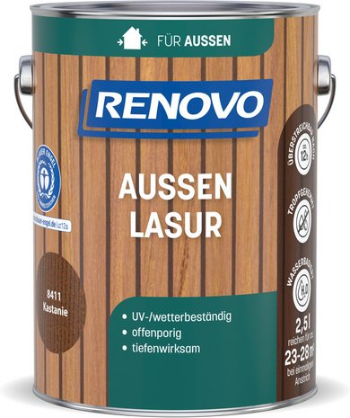 RENOVO Aussenlasur, wb 2,5L kastanie wasserbasiert - braun