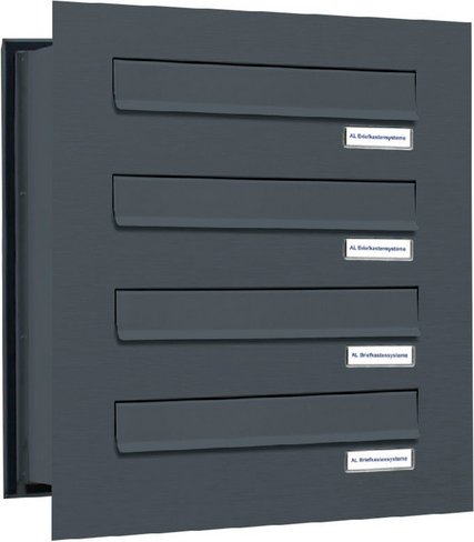 AL BRIEFKASTENSYSTEME Briefkasten, Parteien: 4, Mauerdurchwurf, BxHxT: 38,5 x 46 x 48,0 cm - grau