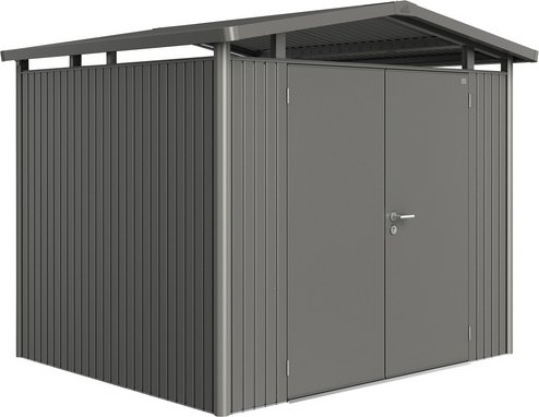 BIOHORT Gerätehaus »Panorama«, Stahl, BxHxT: 257 x 227 x 217 cm (Außenmaße inkl. Dachüberstand) - grau