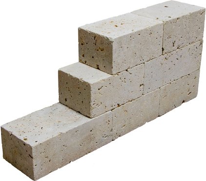 WOHNRAUSCH Travertin-Mauersteine LxB: 20-50 x 18-20 cm, (0,5 m²), beige, Oberfläche: offenporig/gesägt/getrommelt