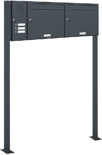 AL BRIEFKASTENSYSTEME Briefkasten, Parteien: 2, Freistehend, BxHxT: 99,4 x 150 x 11,6 cm - grau