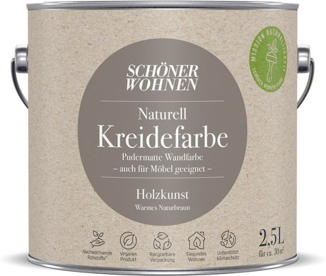 SCHÖNER WOHNEN FARBE Innenfarbe »Naturell Kreidefarbe«, Holzkunst, matt, 2,5 l - braun