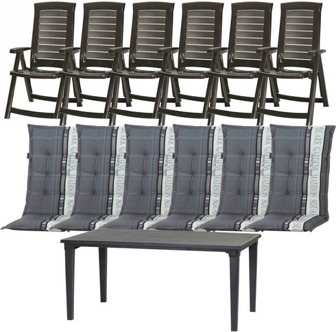 ALLIBERT Gartenmöbelset »Aruba«, 13er-Set, Kunststoff - grau