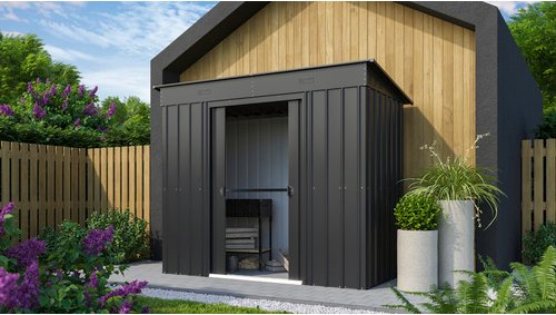 Globel Gerätehaus »Skillion«, Metall, BxHxT: 242 x 197 x 124 cm (Außenmaße inkl. Dachüberstand) - grau