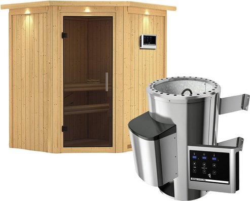KARIBU Sauna »Tuckum«, inkl. 3.6 kW Saunaofen mit externer Steuerung, für 3 Personen - beige