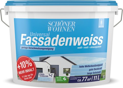 SCHÖNER WOHNEN FARBE Dispersionsfarbe »SW Universal«, Fassadenfarbe, 11 l, weiss