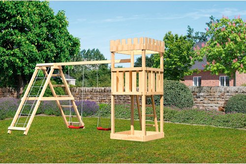 KARIBU Spielturm, BxHxT: 415 x 259,5 x 264 cm, natur - braun