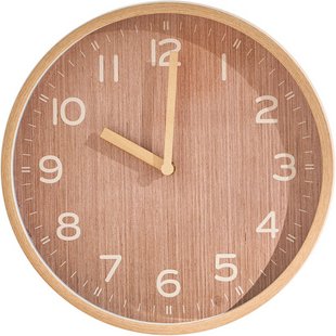 Wanduhr, Ø 35 cm, Holz, modern - braun