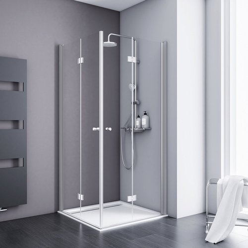 SCHULTE Eckeinstieg »Alexa Style 2.0«, BxH: 80 x 192 cm, Sicherheitsglas, transparent/aluminiumfarben - silberfarben