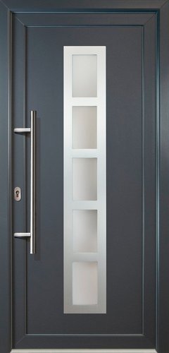 Meeth Aluminium-Haustür »Signum Alu«, satiniertes Glas, titan, nach Innen öffnend, ohne Türgriff - grau