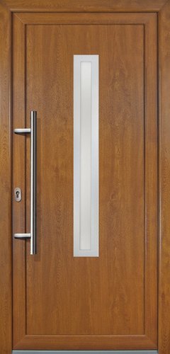 Meeth Kunststoff-Haustür »Signum Exklusiv«, satiniertes Glas, golden oak, nach Innen öffnend, ohne Türgriff - goldfarben
